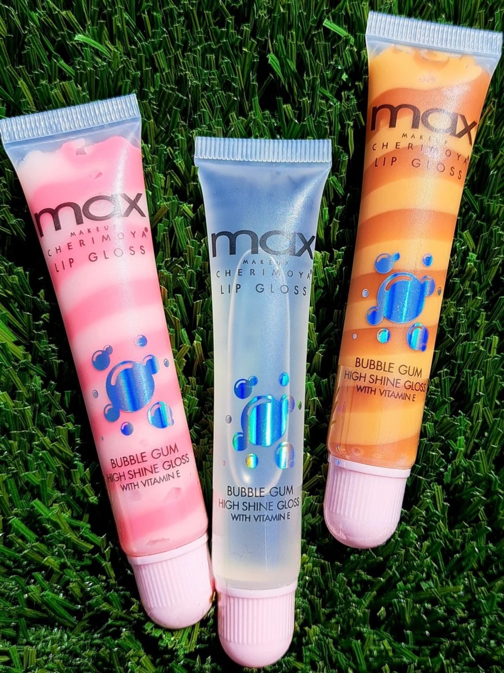 Bubble Gum High Shine Lip Gloss — Pink, Blue, Orange 4 pieces